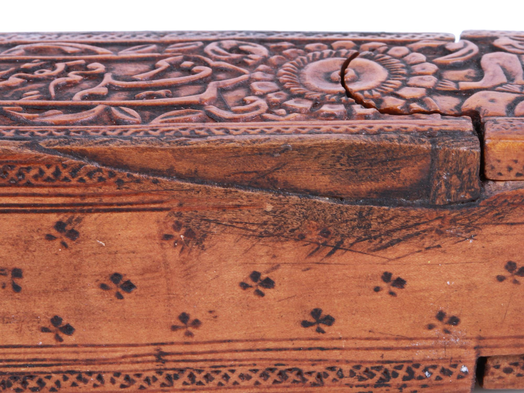 ANTIQUE 19TH CENT PERSIAN CARVED QALAMDAN PEN BOX PIC-8